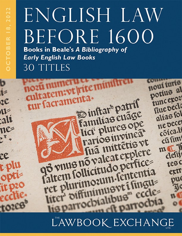 English Law Before 1600: Books in Beale's A Bibliography of Early English Law Books - 30 Titles