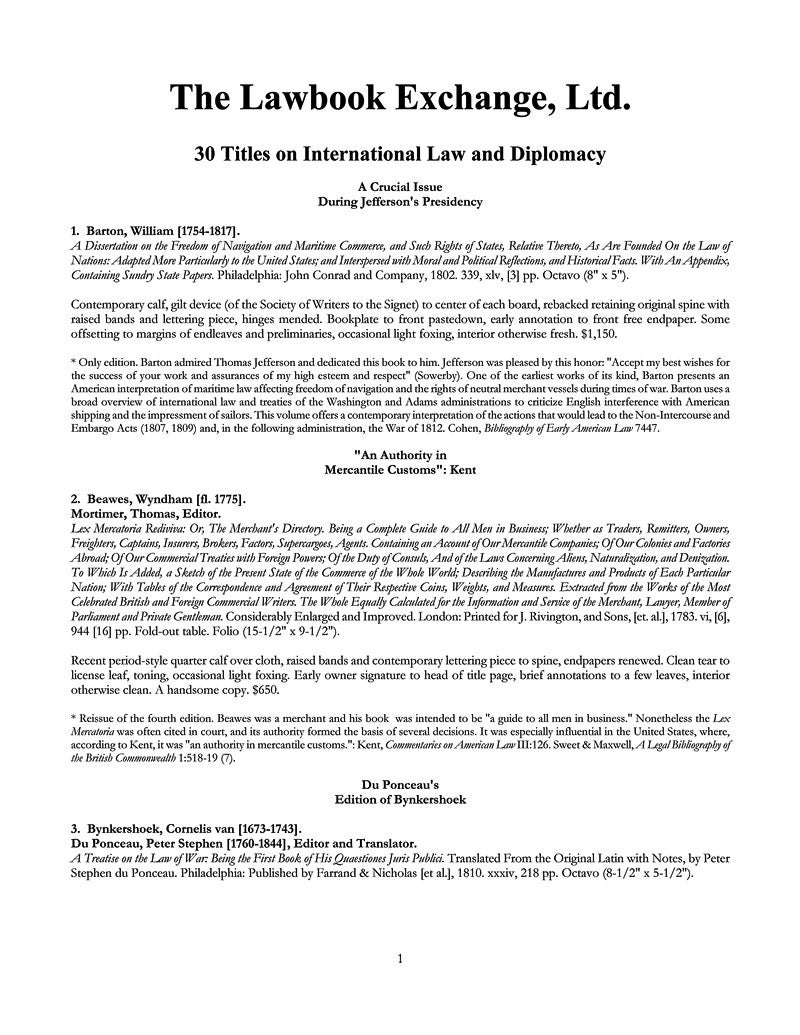 30 Titles on International Law and Diplomacy