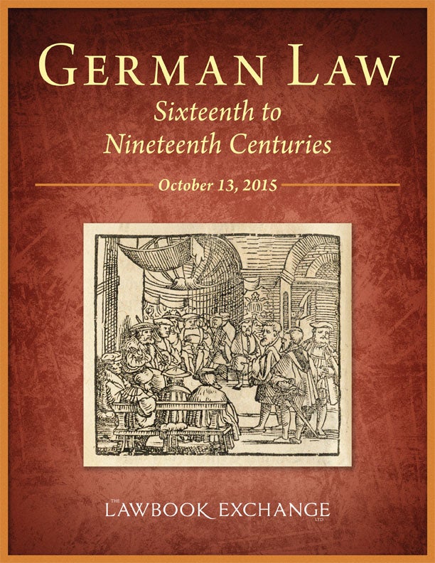 German Law, Sixteenth to Nineteenth Centuries
