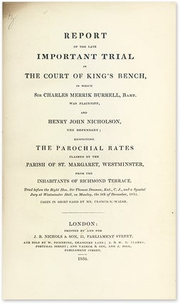 Item #14940 Report of the Late Important Trial in the Court of King's Bench, in. Trial, Henry...