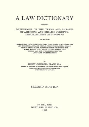Black's Law Dictionary, Second edition. 2nd ed