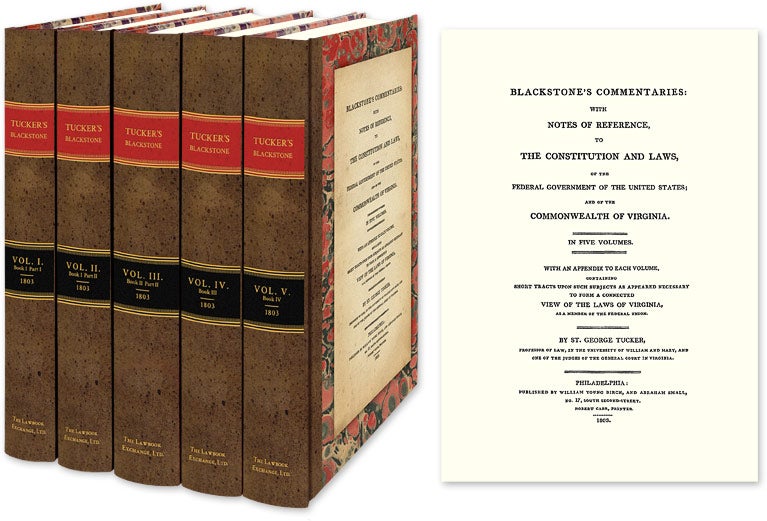 Item #17150 Blackstone's Commentaries With Notes of Reference to the Constitution. Blackstone. Tucker's, St. George Tucker.