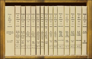 Item #19671 Classics of International Law. Complete set, 22 titles in 40 books. James Brown Scott