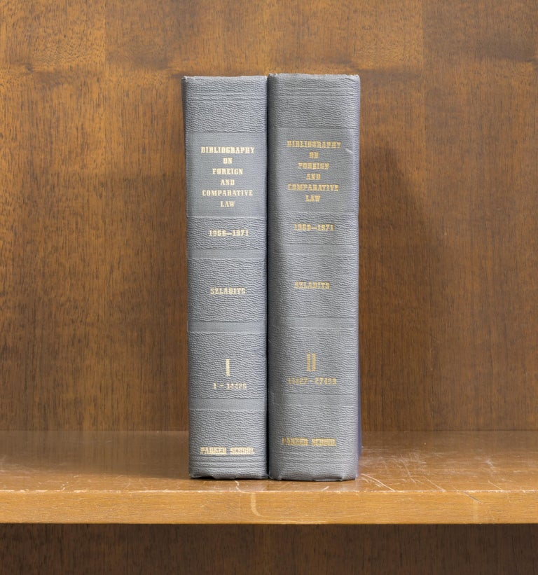Item #19848 A Bibliography on Foreign and Comparative Law. 1966-1971 2 vols. Charles Szladits, Compiler.