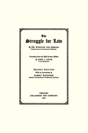 The Struggle for Law. Second English edition