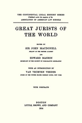 Great Jurists of the World.