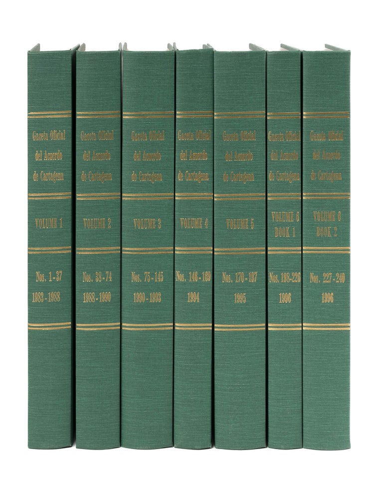 Item #21537 Gaceta Oficial del Acuerdo de Cartagena Vols 1-VI, 1983-1996 in 7 bks. Cartagena Collection.