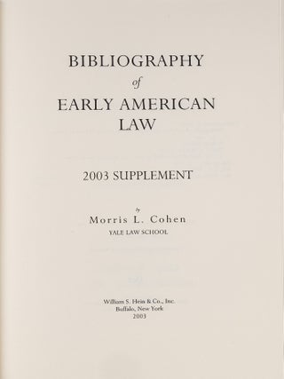 Bibliography of Early American Law. (BEAL) 7 Vols. Complete set.