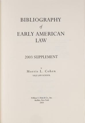 Bibliography of Early American Law. (BEAL) 7 Vols. Complete set.