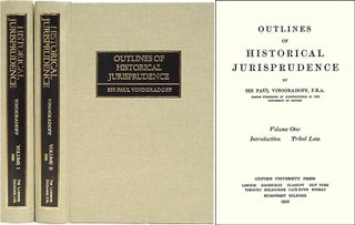 Item #23900 Outlines of Historical Jurisprudence. 2 Vols. Sir Paul Vinogradoff