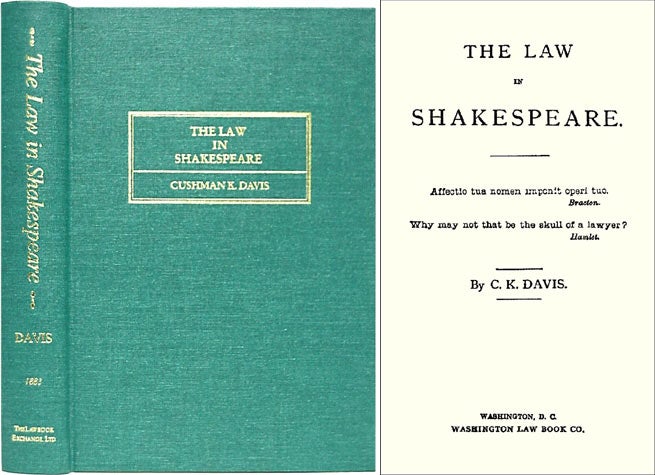 Item #24024 The Law in Shakespeare. C. K. Davis.