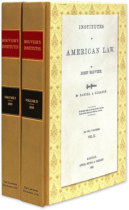 Item #24081 Institutes of American Law. New Edition by Daniel A. Gleason. 2 Vols. John. Daniel A. Gleason Bouvier.