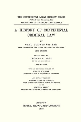 A History of Continental Criminal Law.