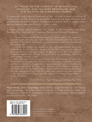 The Legal Procedure of Cicero's Time.