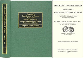 Item #26736 Aristotle's Constitution of Athens. A Revised Text with an. Sir John Edwin Sandys