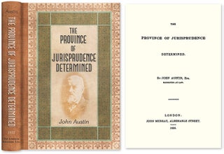 Item #26762 The Province of Jurisprudence Determined. John Austin