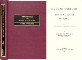 Item #26843 Modern Customs and Ancient Laws of Russia. Being the Ilchester. Maxime Kovalevsky