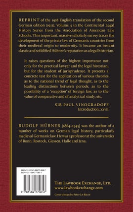 A History of Germanic Private Law. Translated by Francis S...