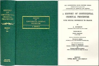 Item #26998 A History of Continental Criminal Procedure with Special Reference. Adhemar Esmein