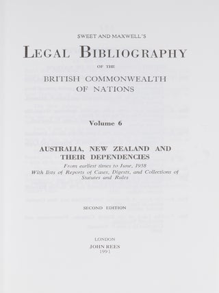 Sweet and Maxwell's Legal Bibliography. Vol. 6 Australia & New Zealand