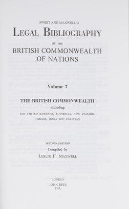 Sweet and Maxwell's Legal Bibliography Vol 7. The British Commonwealth