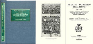 Item #27861 English Domestic Relations 1487-1653 A Study of Matrimony and Family. Chilton Latham...
