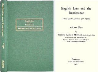 Item #28498 English Law and the Renaissance. Frederic William Maitland