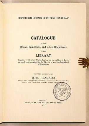 Catalogue of the Books, Pamphlets, And Other Documents in the Library
