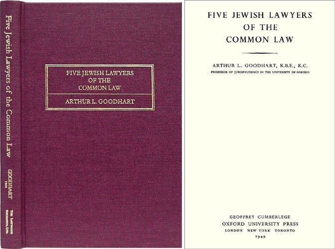Five Jewish Lawyers of the Common Law Arthur L. Goodhart