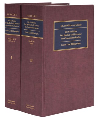 Item #28760 Die Geschichte der Quellen und Literatur des Canonischen Rechts 2 Vols. Joh....
