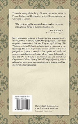 Roman Law in Mediaeval [Medieval] Europe.