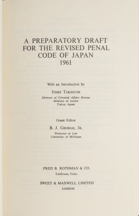 Preparatory Draft For the Revised Penal Code of Japan 1961
