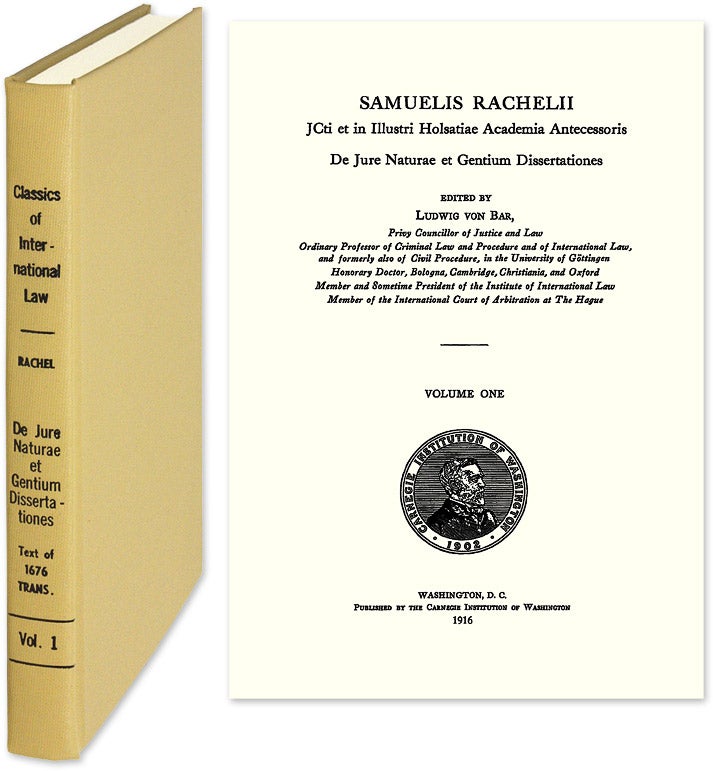 Item #29261 De Jure Naturae et Gentium Dissertationes. Samuel Rachel, Ludwig von Bar, intro.