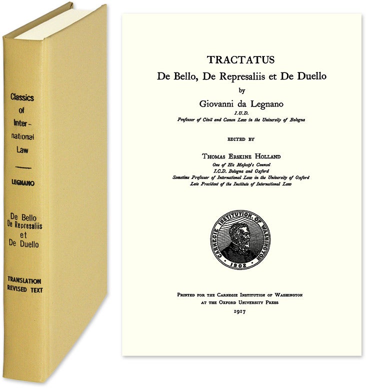 Item #29267 De Bello, de Represaliis et de Duello. 1995 Reprint of the 1477 ed. Giovanni da. Legnano, J L. Brierly.