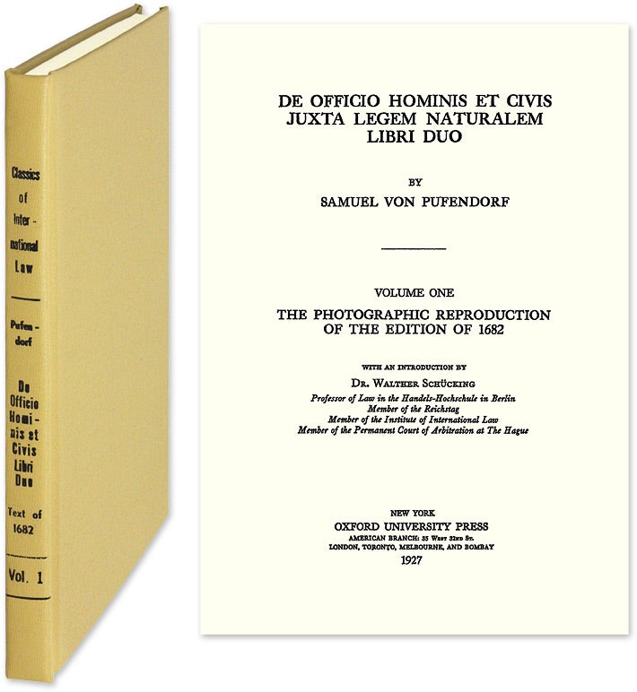 Item #29270 De Officio Hominis et Civis Juxta Legem Naturalem Libri Duo. Samuel von Pufendorf.