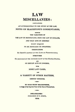 Law Miscellanies: Containing an Introduction to the Study of Law...