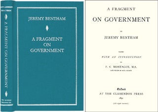 Item #30669 A Fragment on Government. Jeremy. F. C. Montague Bentham