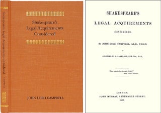 Item #30762 Shakespeare's Legal Acquirements Considered. Baron John Campbell