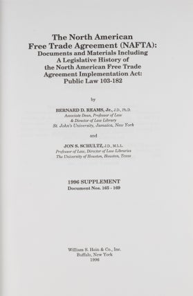 The North American Free Trade Agreement Legislative History 1996 supp.