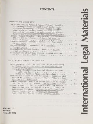 International Legal Materials. Am Soc Int Law Vols 21-31 (1982-1992)