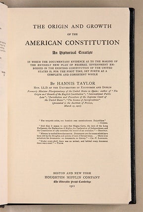 The Origin and Growth of the American Constitution. An Historical...
