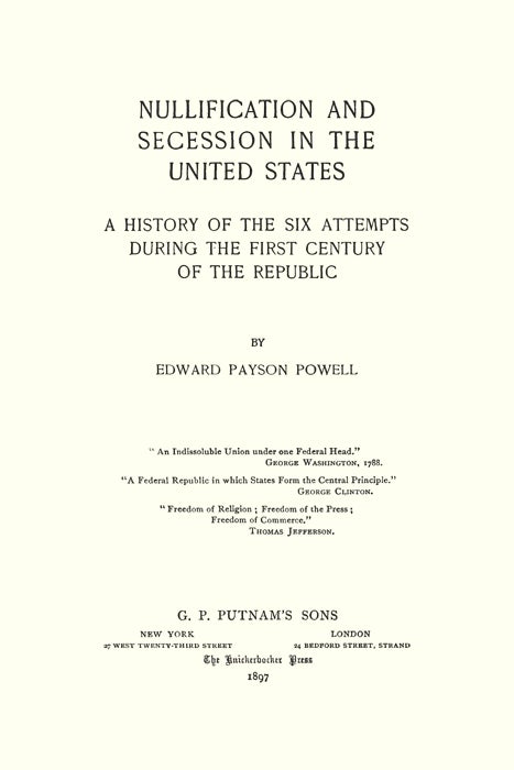Nullification Resolution Nullification and Secession in the United States: A History of the ...