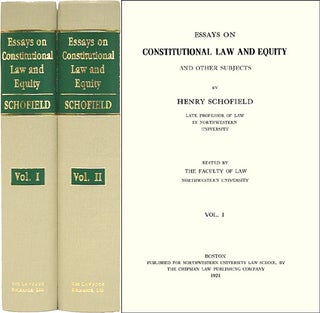 Item #33619 Essays on Constitutional Law and Equity and Other Subjects. 2 Vols. Henry Schofield