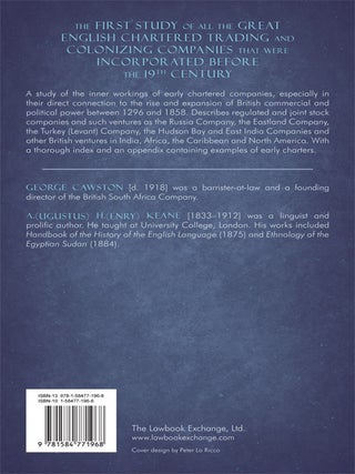 The Early Chartered Companies (A.D. 1296-1858).
