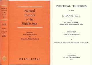 Item #33638 Political Theories of the Middle Ages. Translated with an. trans, intro, Otto Gierke,...