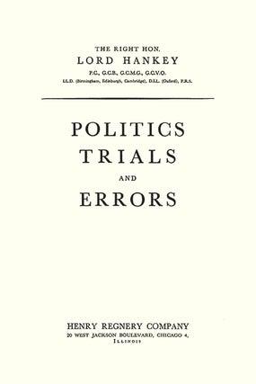 Politics, Trials and Errors.