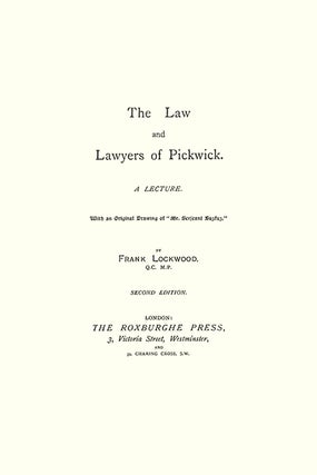 The Law and Lawyers of Pickwick