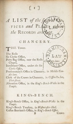 An Index to the Records With Directions to the Several Places where...