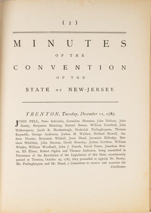 Item #34231 Minutes of the Convention of...New Jersey...1787. Trenton, 1888. New Jersey