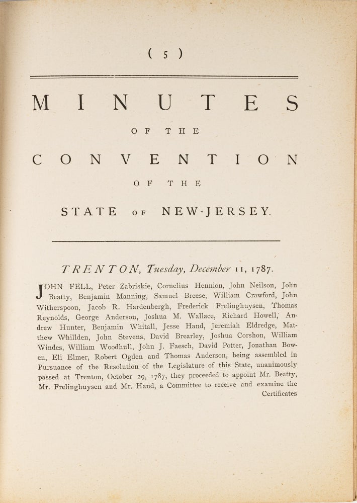 Item #34231 Minutes of the Convention of...New Jersey...1787. Trenton, 1888. New Jersey.